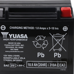 2007-2017, Yuasa YTX20HL Factory Activated AGM High Performance Battery